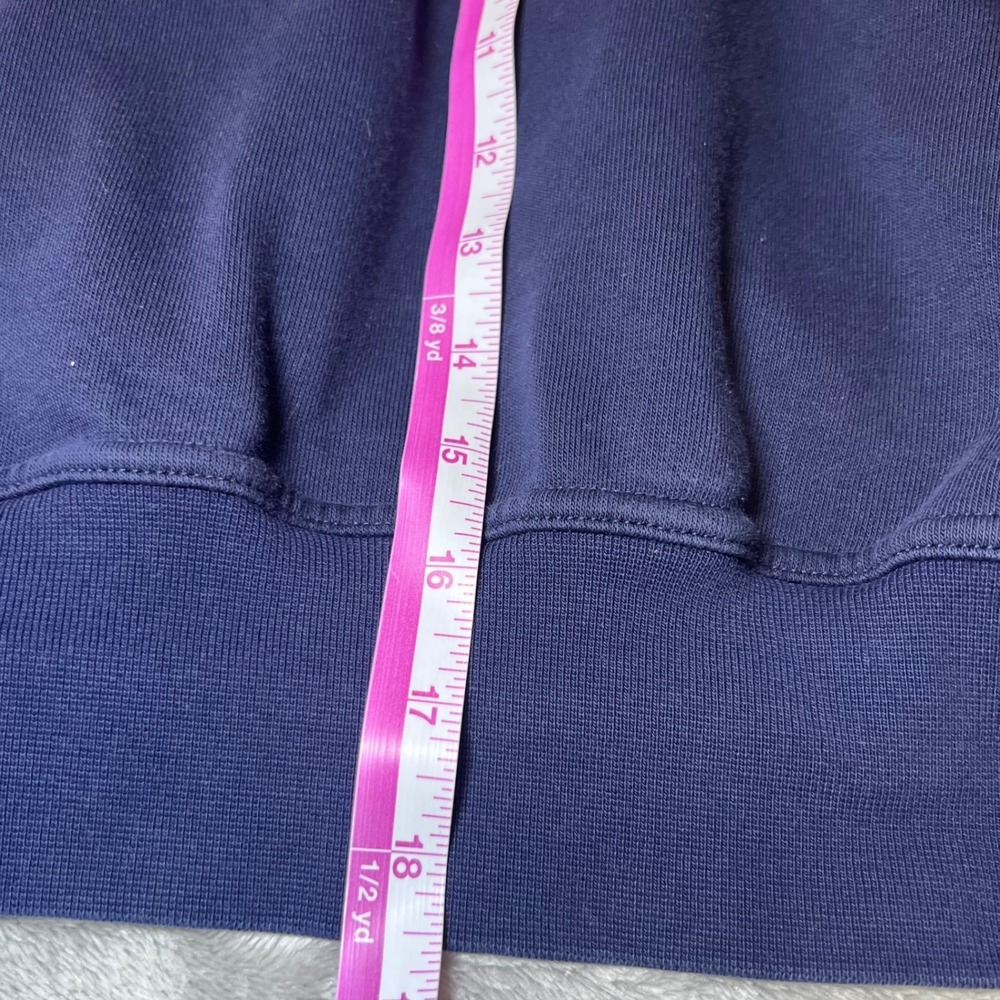 Nike Dri-FIT Womens Size XS Cropped Sweatshirt Navy Blue Lattice Shoulder Yoga - Picture 10 of 13